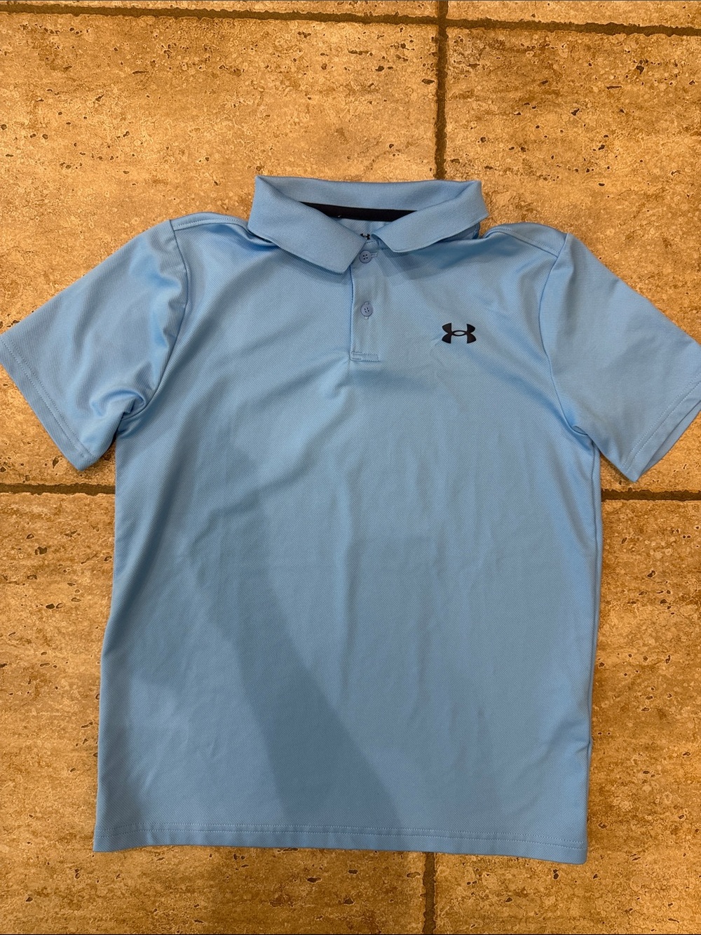 Like New Boys Under Armour Sky Blue Polo & Navy Performance Shorts - Picture 2 of 8
